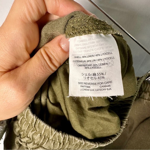 🌿 J.Crew Point Sur Linen-Lyocell Jogger Pants (6) Olive Green, Elastic Waist - Picture 12 of 14